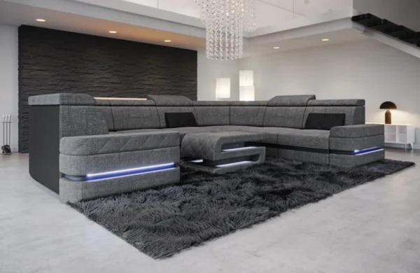 Webstoff Wohnlandschaft Bellavita U-Form XL – Bild 6