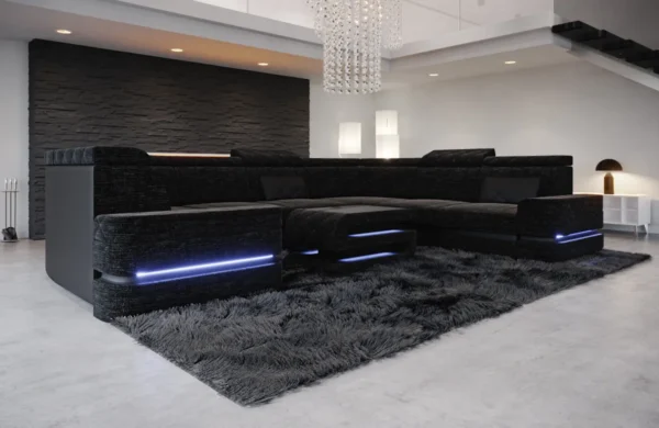 Webstoff Wohnlandschaft Bellavita U-Form XL – Bild 3