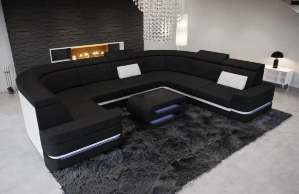 Webstoff Wohnlandschaft Bellavita U-Form XL – Bild 7