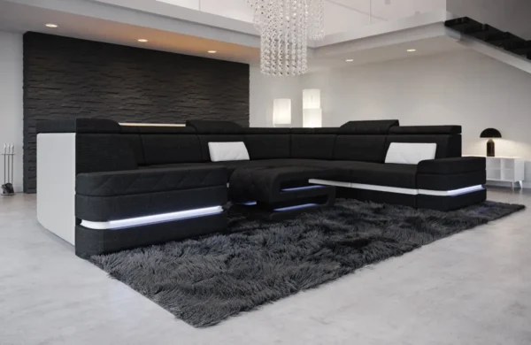 Webstoff Wohnlandschaft Bellavita U-Form XL – Bild 9