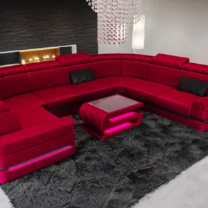 Samtstoff Wohnlandschaft Bellavita U-Form XL Mini