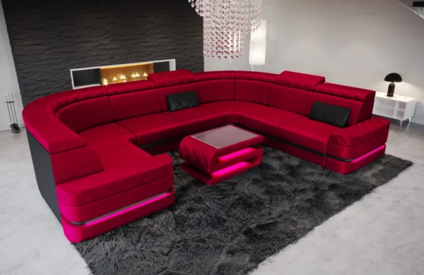 Samtstoff Wohnlandschaft Bellavita U-Form XL Mini – Bild 4