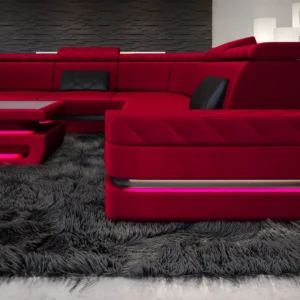 Samtstoff Wohnlandschaft Bellavita U-Form XL Mini
