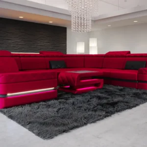 Samtstoff Wohnlandschaft Bellavita U-Form XL Mini