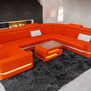 Samtstoff Wohnlandschaft Bellavita U-Form XL Mini