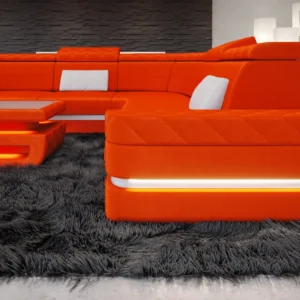 Samtstoff Wohnlandschaft Bellavita U-Form XL Mini