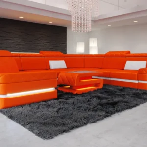 Samtstoff Wohnlandschaft Bellavita U-Form XL Mini