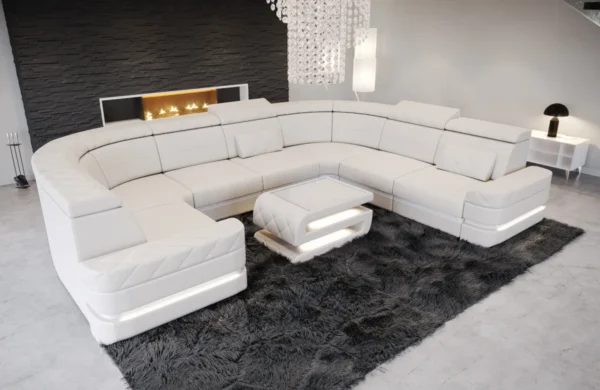 Büffelleder Wohnlandschaft Bellavita U-Form XL – Bild 4