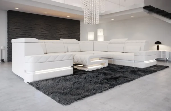 Büffelleder Wohnlandschaft Bellavita U-Form XL – Bild 6