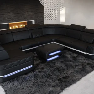 Büffelleder Wohnlandschaft Bellavita U-Form XL