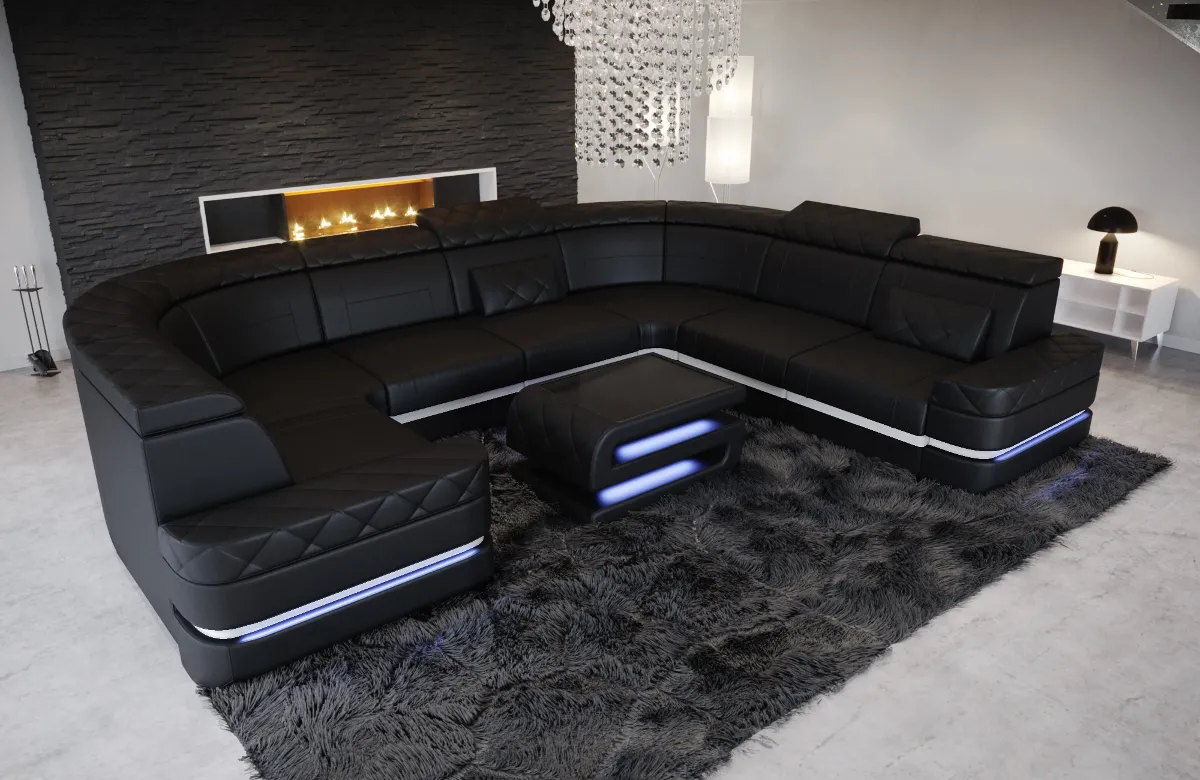 Büffelleder Wohnlandschaft Bellavita U-Form XL
