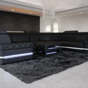 Büffelleder Wohnlandschaft Bellavita U-Form XL