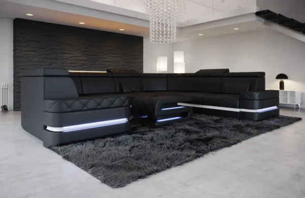 Büffelleder Wohnlandschaft Bellavita U-Form XL – Bild 3
