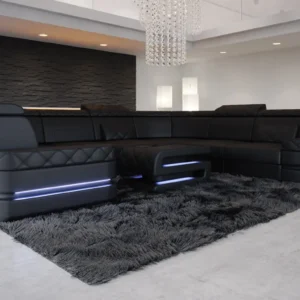 Büffelleder Wohnlandschaft Bellavita U-Form XL