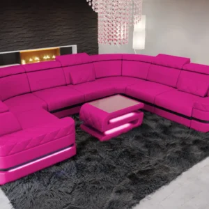 Kunstleder Wohnlandschaft Bellavita U-Form XL Mini