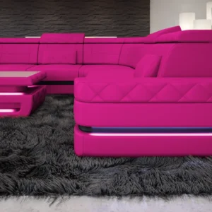 Kunstleder Wohnlandschaft Bellavita U-Form XL Mini