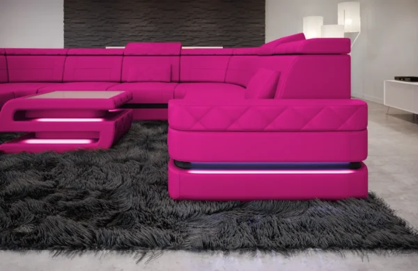 Kunstleder Wohnlandschaft Bellavita U-Form XL Mini – Bild 5