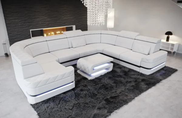 Büffelleder Wohnlandschaft Bellavita U-Form XL – Bild 10