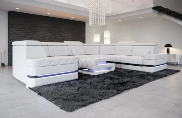 Büffelleder Wohnlandschaft Bellavita U-Form XL – Bild 12