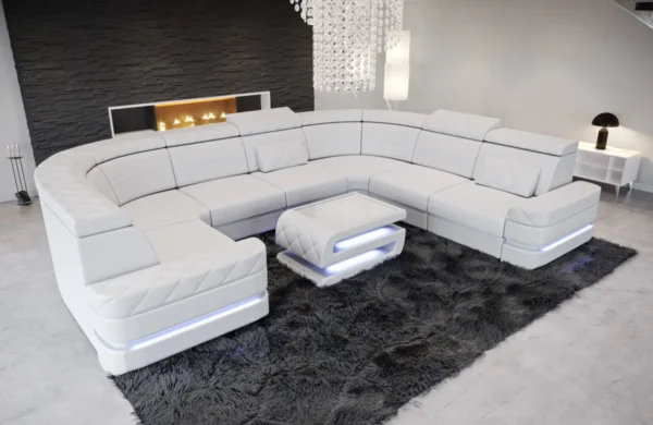 Büffelleder Wohnlandschaft Bellavita U-Form XL – Bild 13