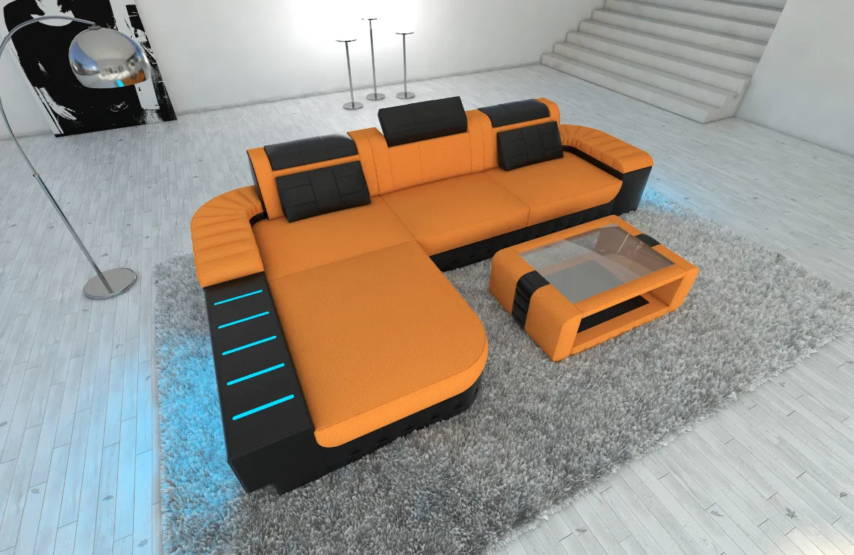 Mikrofaser Ecksofa Belvedere mit Ottomane L-Form S