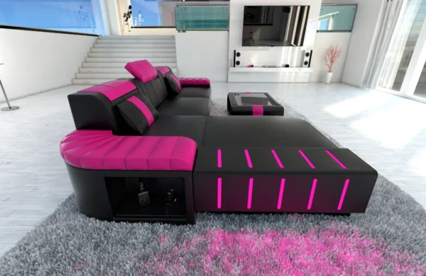 Kunstleder Ecksofa Belvedere mit Ottomane L-Form S – Bild 8