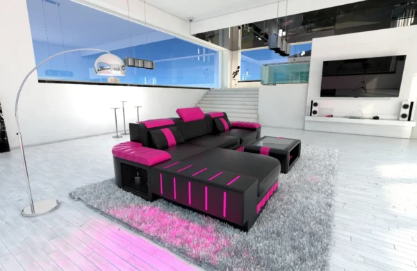 Kunstleder Ecksofa Belvedere mit Ottomane L-Form S – Bild 13