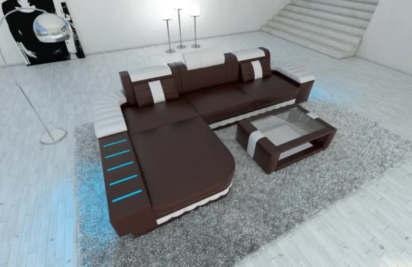Kunstleder Ecksofa Belvedere mit Ottomane L-Form S – Bild 22