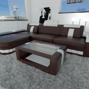 Kunstleder Ecksofa Belvedere mit Ottomane L-Form S