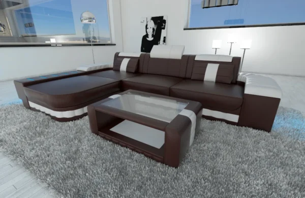 Kunstleder Ecksofa Belvedere mit Ottomane L-Form S – Bild 25