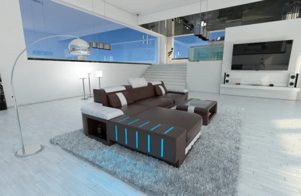Kunstleder Ecksofa Belvedere mit Ottomane L-Form S – Bild 27