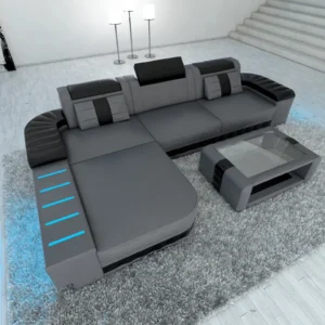 Kunstleder Ecksofa Belvedere mit Ottomane L-Form S