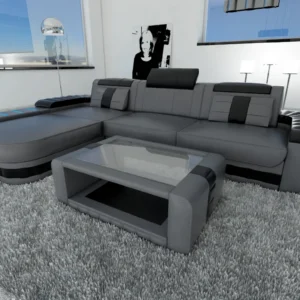 Kunstleder Ecksofa Belvedere mit Ottomane L-Form S