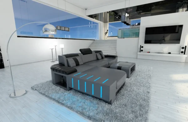 Kunstleder Ecksofa Belvedere mit Ottomane L-Form S – Bild 33