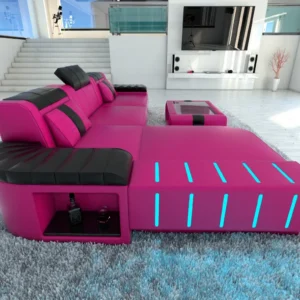 Kunstleder Ecksofa Belvedere mit Ottomane L-Form S