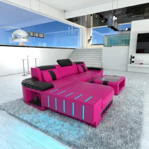 Kunstleder Ecksofa Belvedere mit Ottomane L-Form S