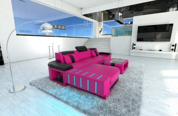 Kunstleder Ecksofa Belvedere mit Ottomane L-Form S – Bild 6