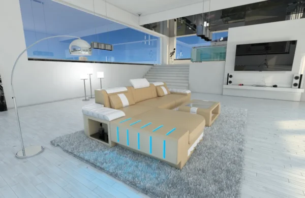 Kunstleder Ecksofa Belvedere mit Ottomane L-Form S – Bild 39