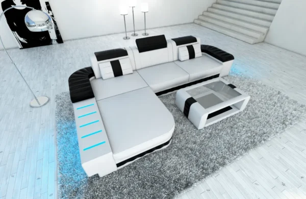 Kunstleder Ecksofa Belvedere mit Ottomane L-Form S – Bild 40