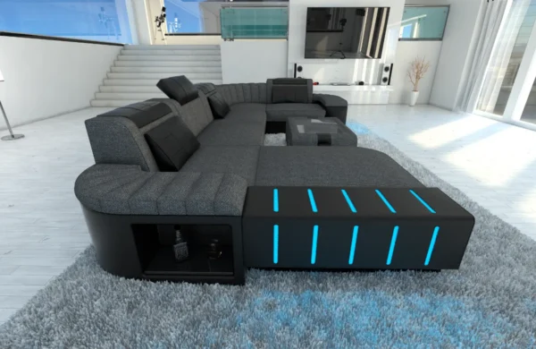 Webstoff Wohnlandschaft Belvedere mit Ottomane U-Form L Mini – Bild 32