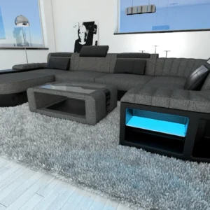 Webstoff Wohnlandschaft Belvedere mit Ottomane U-Form L Mini