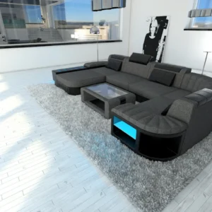 Webstoff Wohnlandschaft Belvedere mit Ottomane U-Form L Mini