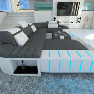 Webstoff Wohnlandschaft Belvedere mit Ottomane U-Form L Mini