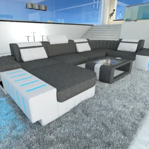 Webstoff Wohnlandschaft Belvedere mit Ottomane U-Form L Mini