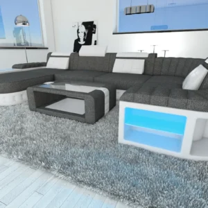 Webstoff Wohnlandschaft Belvedere mit Ottomane U-Form L Mini
