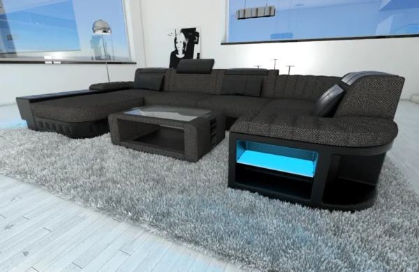Webstoff Wohnlandschaft Belvedere mit Ottomane U-Form L Mini – Bild 46