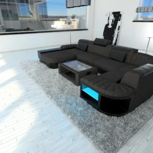 Webstoff Wohnlandschaft Belvedere mit Ottomane U-Form L Mini