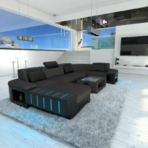 Webstoff Wohnlandschaft Belvedere mit Ottomane U-Form L Mini