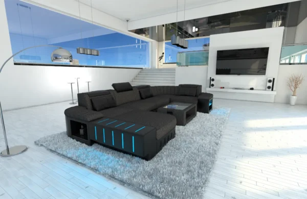 Webstoff Wohnlandschaft Belvedere mit Ottomane U-Form L Mini – Bild 48