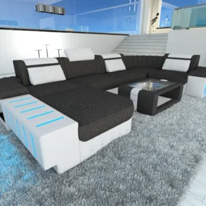 Webstoff Wohnlandschaft Belvedere mit Ottomane U-Form L Mini